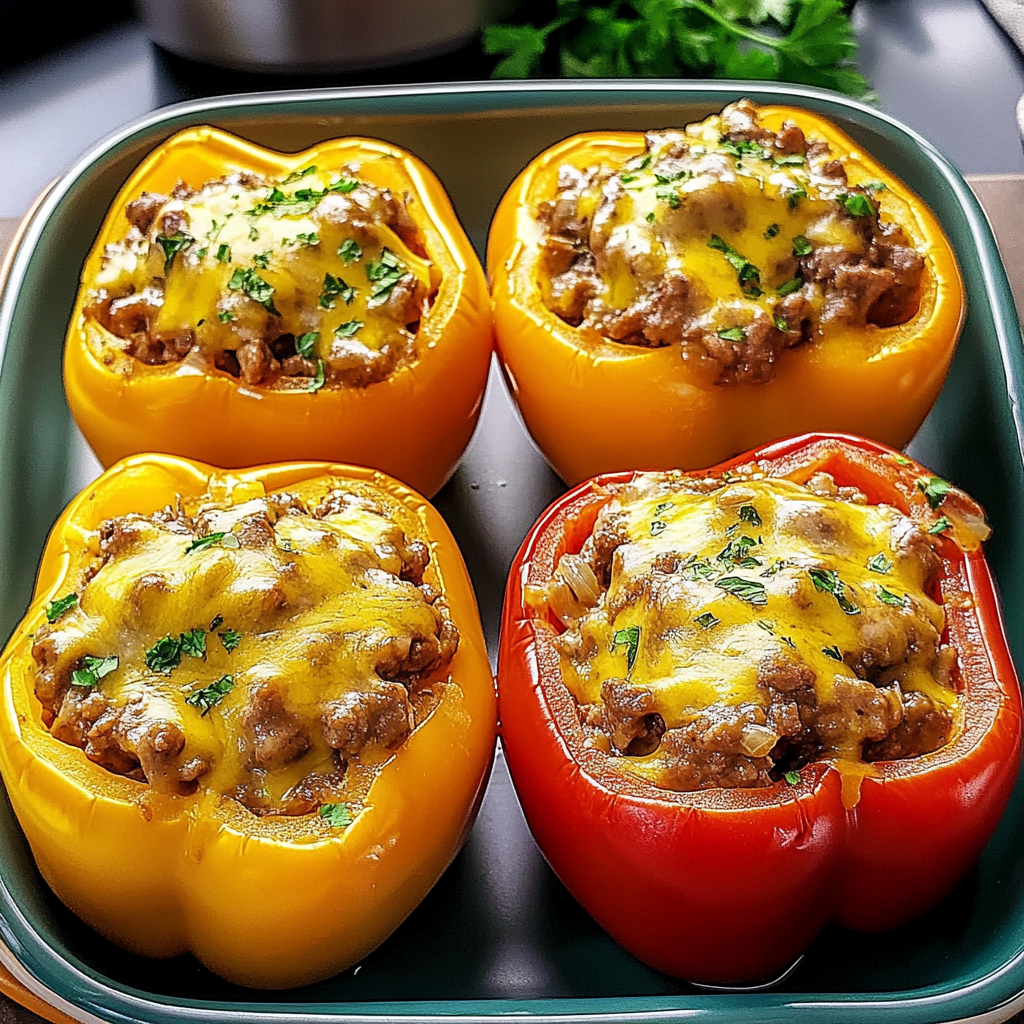 Recipe preparation for Irresistible Beef Stroganoff Stuffed Peppers Recipe