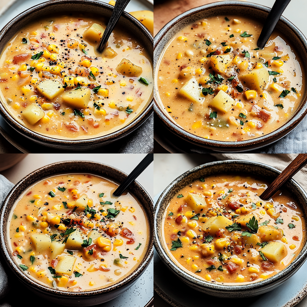 Recipe preparation for Irresistible Smoky Vegan Corn Chowder with Potatoes Recipe