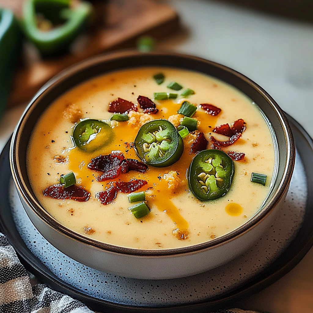 Recipe preparation for Irresistible Jalapeno Popper Soup Recipe for Cozy Days