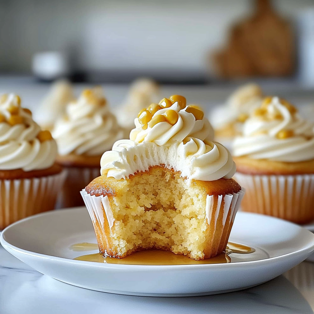 Recipe preparation for Irresistible Corn Cupcakes with Honey Buttercream Delight