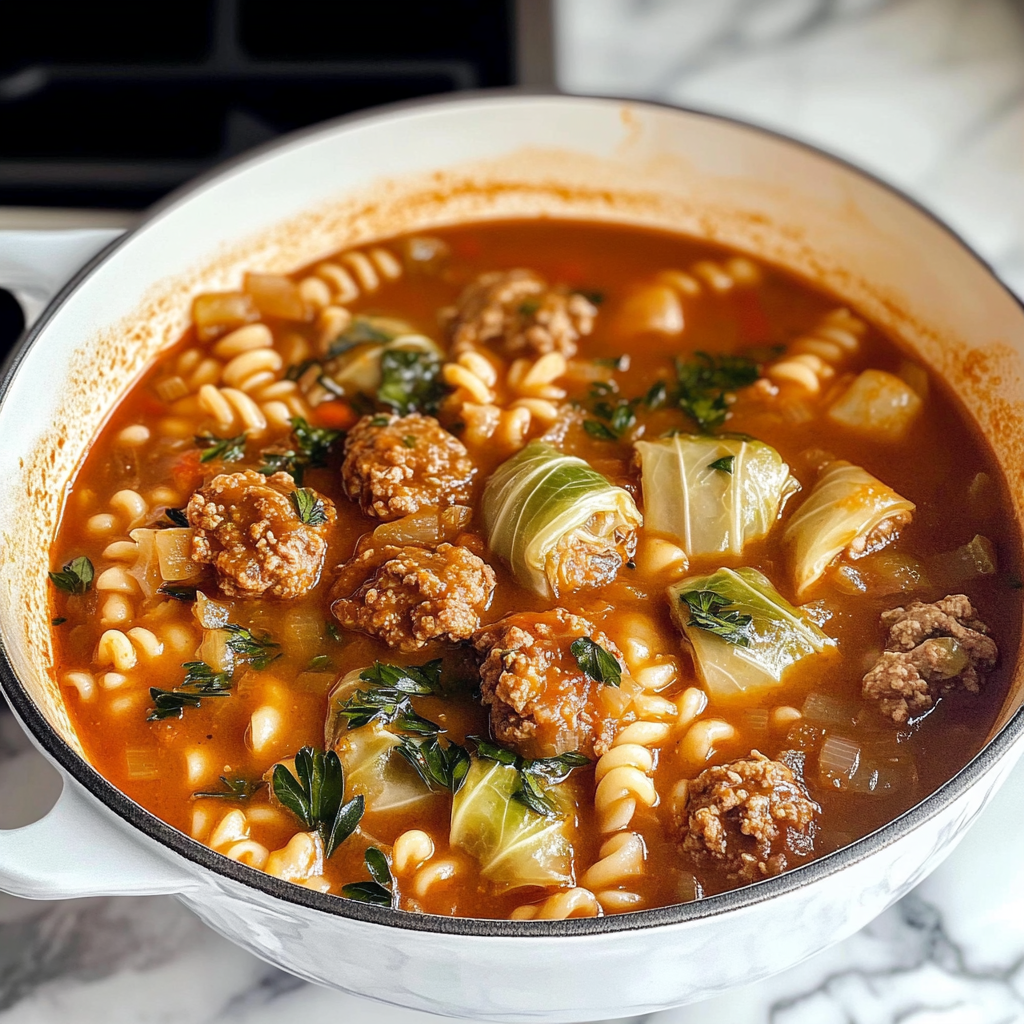 Recipe preparation for Comforting Cabbage Roll Soup Recipe for Cozy Nights