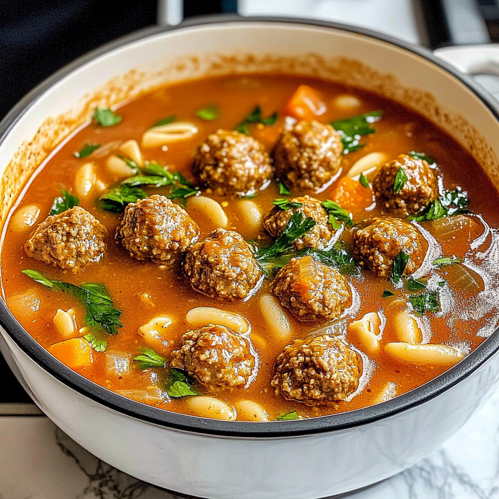 Recipe preparation for Savory Meatball Soup: A Cozy Comfort Food Delight