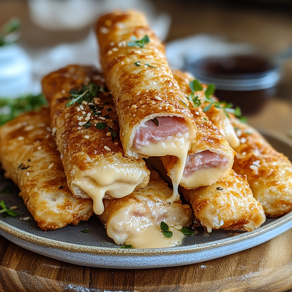 Recipe preparation for Ham and Cheese Sticks Recipe - Meatydelights