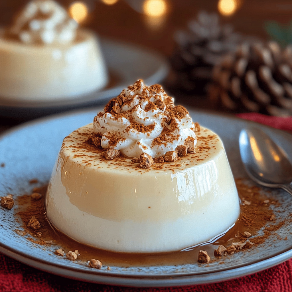 Recipe preparation for Eggnog Panna Cotta with Nutmeg Whipped Cream Recipe - Meatydelights
