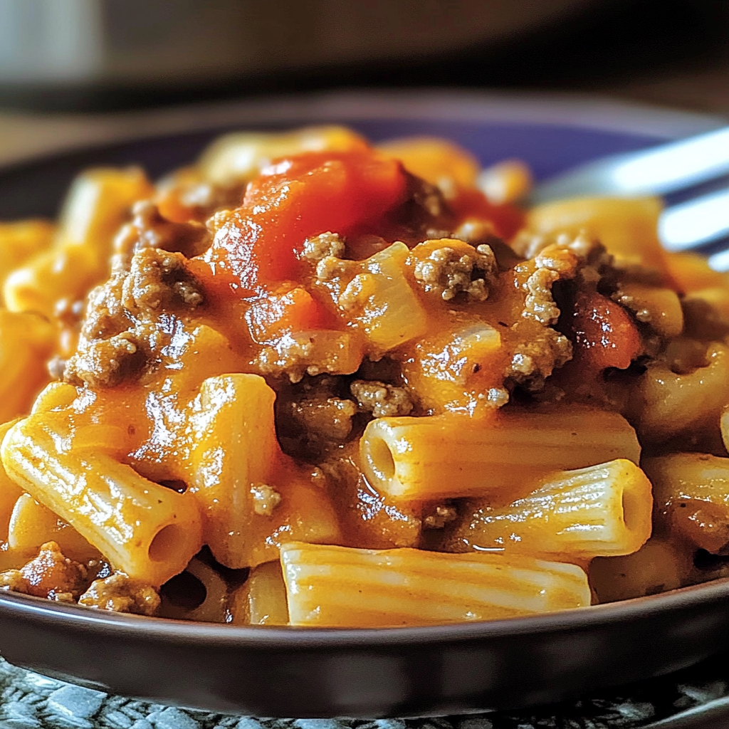 Recipe preparation for Irresistible Easy Slow Cooker Taco Pasta Recipe