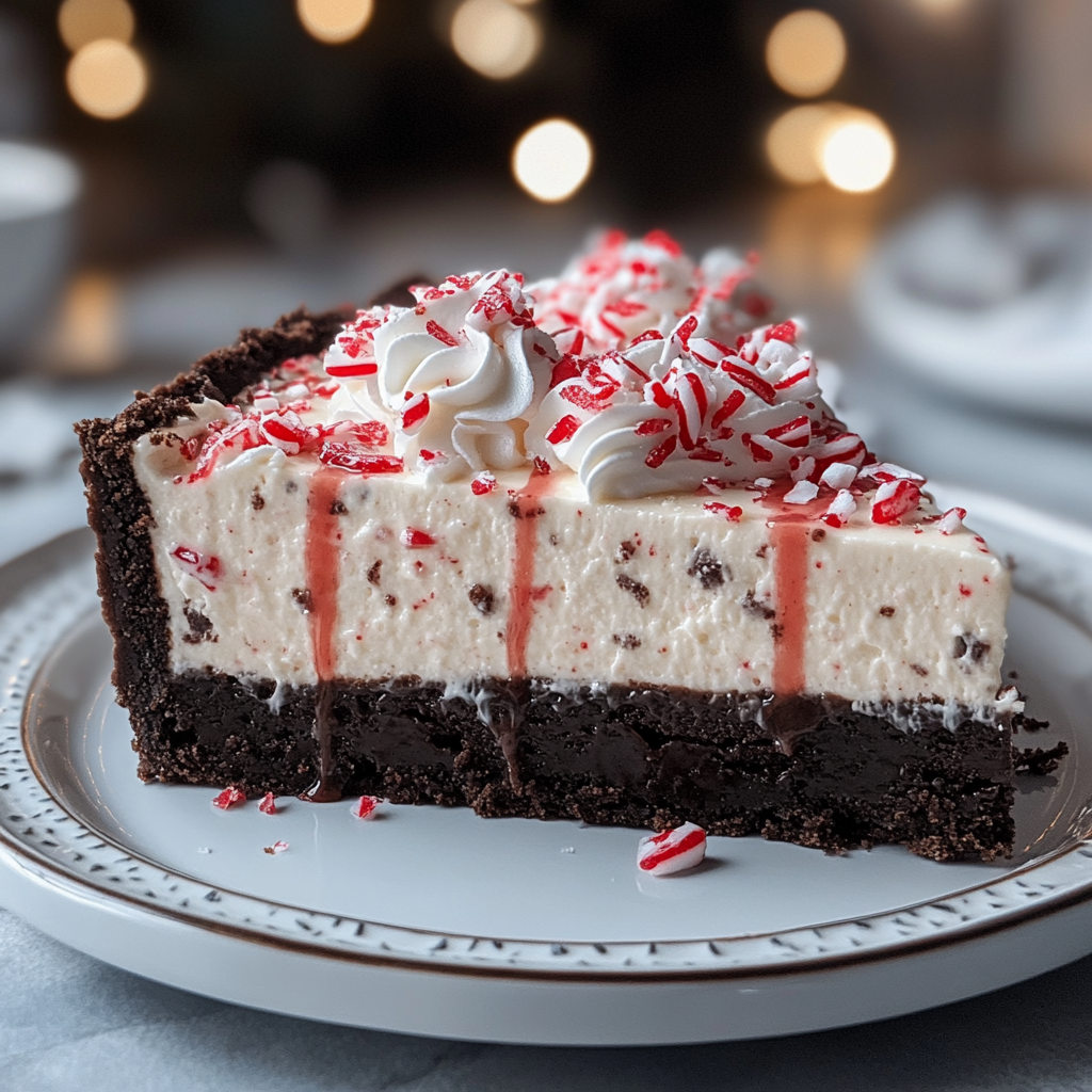Recipe preparation for Peppermint Bark Cheesecake Recipe - Meatydelights