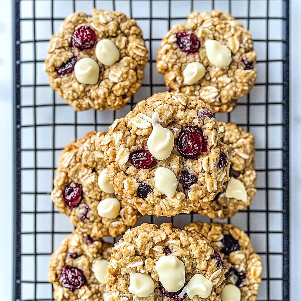 Recipe preparation for Irresistible White Chocolate Cranberry Oatmeal Cookies