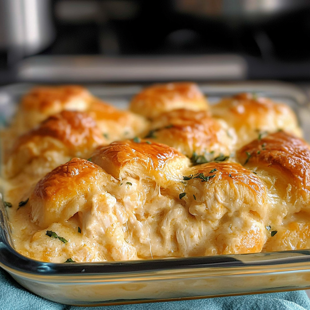 Recipe preparation for Irresistible Cheesy Chicken Crescent Bake Recipe to Try Now