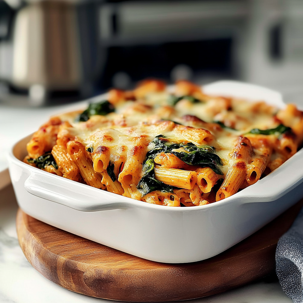 Recipe preparation for Irresistible Baked Ziti with Spinach Recipe to Savor
