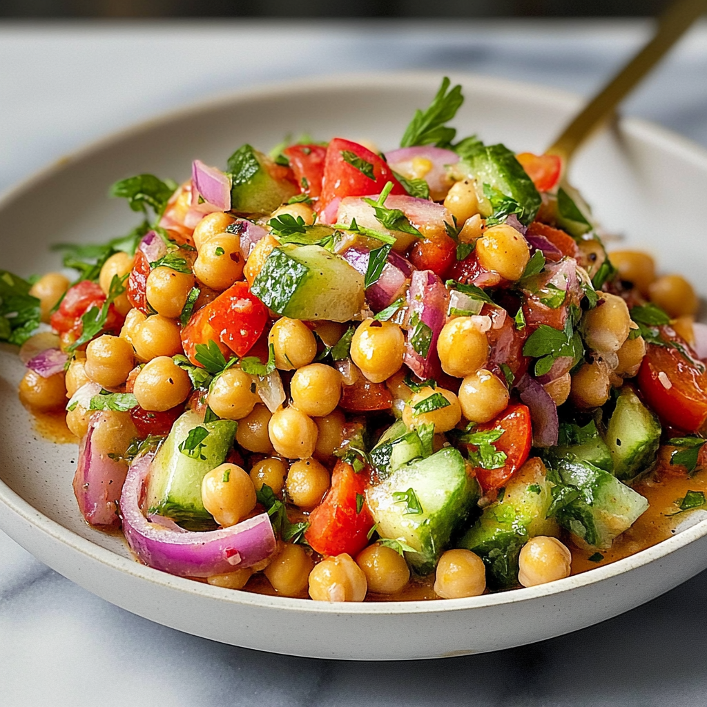 Recipe preparation for Refreshing Chickpea Salad Recipe for Perfect Picnics