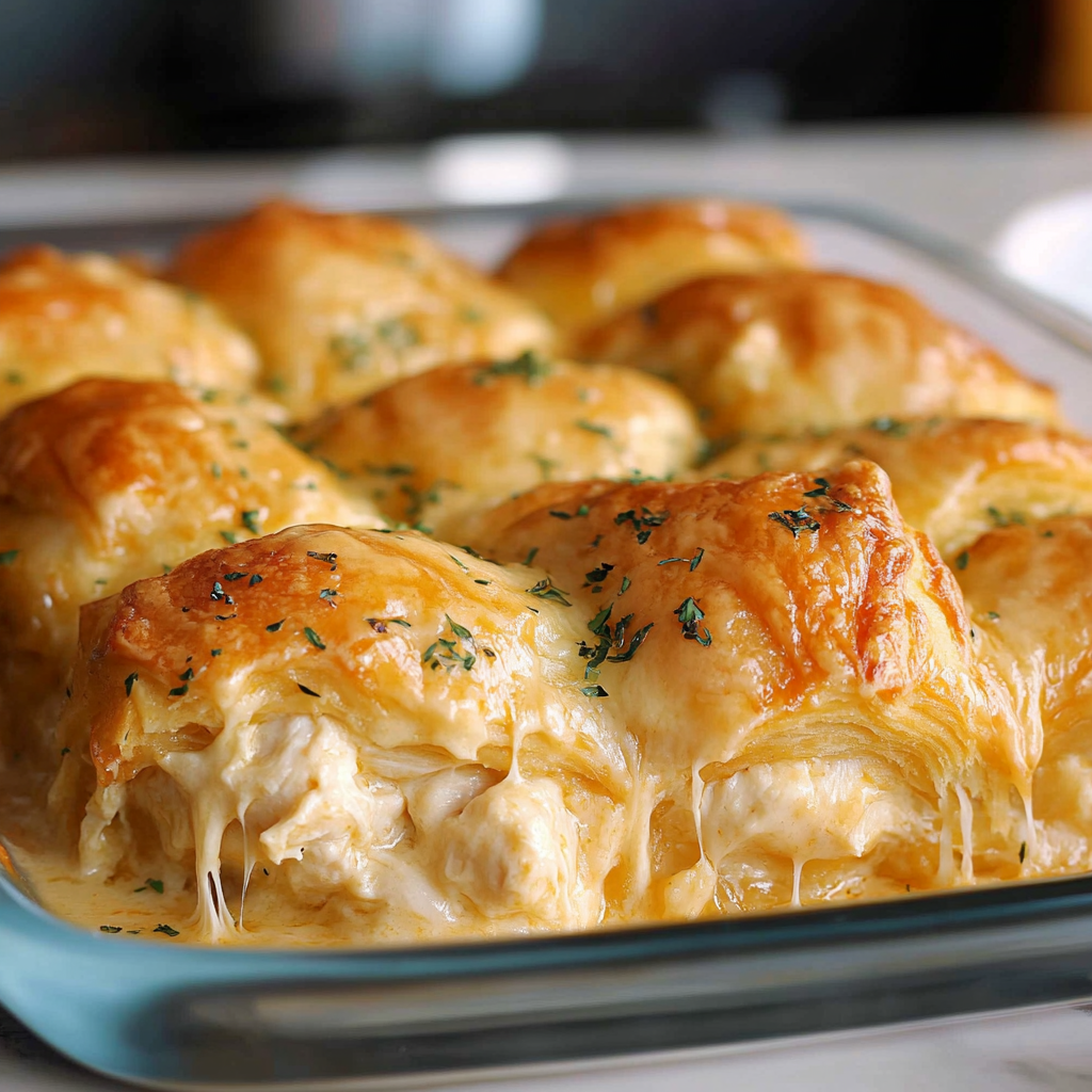 Recipe preparation for Irresistible Cheesy Chicken Crescent Bake Recipe to Try Now
