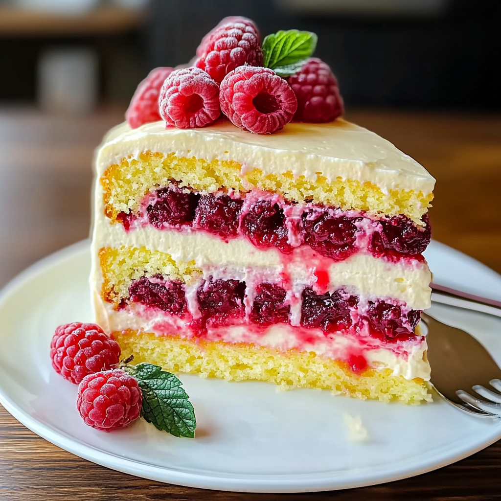 Recipe preparation for Delicious Raspberry Lemon Cake Recipe with Cream Cheese Frosting - BeRecipe