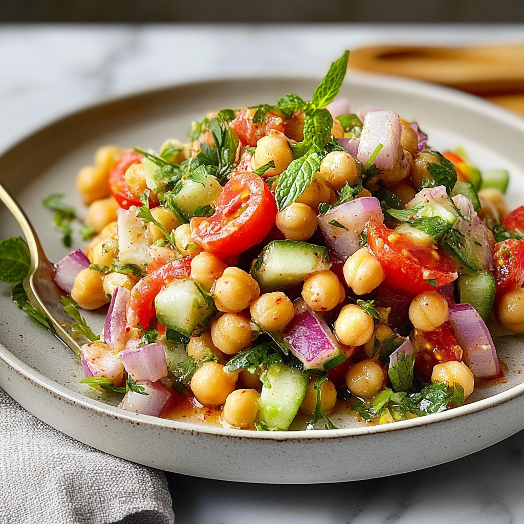 Recipe preparation for Refreshing Chickpea Salad Recipe for Perfect Picnics