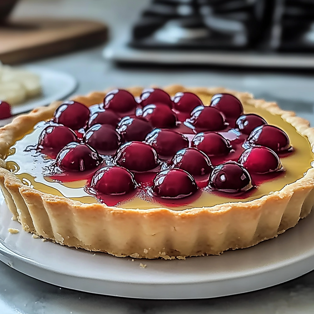 Recipe preparation for Cherry Vanilla Shortbread Tart
