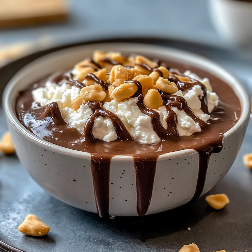 Recipe preparation for Chocolate Peanut Butter Cottage Cheese Bowl
