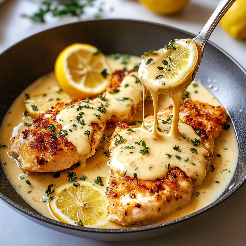 Recipe preparation for Irresistible Creamy Lemon Chicken with Parmesan Sauce Recipe